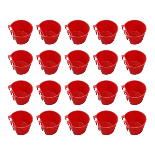 NRVTRE 20 Stück Vogelnapf Vogelkäfig Tassen Fütterer Tassen für Lebensmittel Fütterung Tränke Schüssel Huhn Waterer Plastic Cup Wasser Futterschale Vogel Zubehör (Rot, A#) von NRVTRE