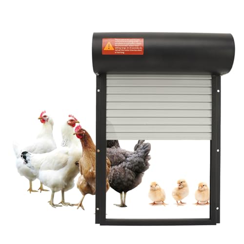 Automatischer Hühner -Coop -Türöffner, Auto -Hühnchen -Tür mit Timer und LED -Display, leichte Hühnertür für Geflügel (Black) von NSXAYIWE
