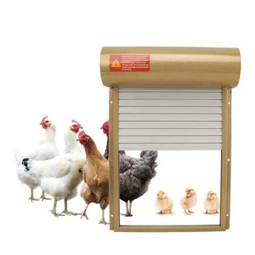 Automatischer Hühner -Coop -Türöffner, Auto -Hühnchen -Tür mit Timer und LED -Display, leichte Hühnertür für Geflügel (Gold) von NSXAYIWE