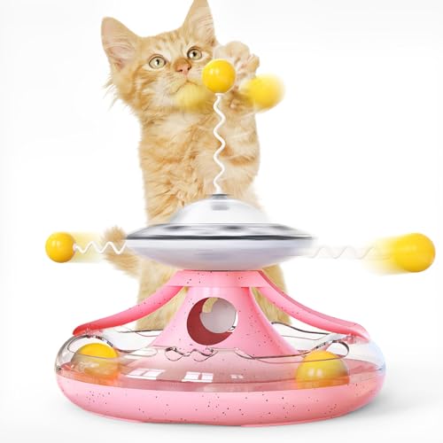 NSXAYIWE Interaktives Katzenspielzeug für Hauskatzen, Katzenball-Turmspielzeug mit Leckerli-Spenderfunktion und Teasing-Stick, Katzenballbahn, langsames Futter für Katzen NSXAYIWE Interaktives Katzenspielzeug für Hauskatzen, Katzenball-Turmspielzeug mit Leckerli-Spenderfunktion und Teasing-Stick, Katzenballbahn, langsames Futter für Katzen von NSXAYIWE