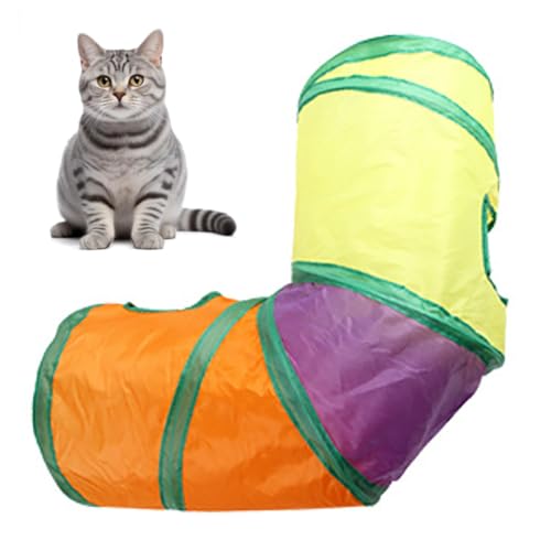 Zusammenklappbarer Katzentunnel, 3-Wege-interaktive Regenbogenfarben, rechtwinklige Kurve, Katzentunnel-Röhrenspielzeug aus Polyestermaterial für Katzen und Kätzchen im Zusammenklappbarer Katzentunnel, 3-Wege-interaktive Regenbogenfarben, rechtwinklige Kurve, Katzentunnel-Röhrenspielzeug aus Polyestermaterial für Katzen und Kätzchen im von NSXAYIWE