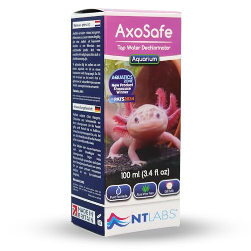 NT Labs AxoSafe für Axolotl Aquarien, entfernt Chlor, Halogene, Chloramin, frei von Aloe Vera, Aquariumzubehör für Axolotls (100ml) von NT Labs