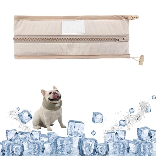 Cool Loop for Hunde, Kühlhalsband for Hunde mit Eisbeuteln, wiederverwendbar, for mittelgroße und große Welpen for Abkühlen beim Ausgehen(Brown,L) von NTDMSFWM
