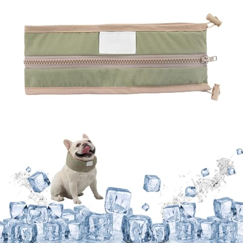 Cool Loop for Hunde, Kühlhalsband for Hunde mit Eisbeuteln, wiederverwendbar, for mittelgroße und große Welpen for Abkühlen beim Ausgehen(Green,L) von NTDMSFWM