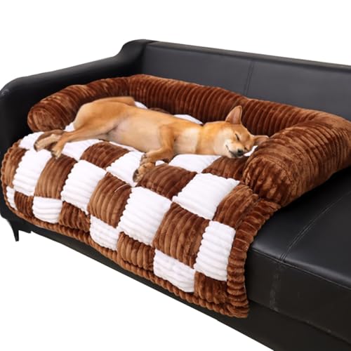 Cremefarbene, quadratische, karierte, gemütliche Hundematte. Lustige Haustier-Sofabezüge for Hunde und Katzen. Waschbarer Plüsch-Sofabezug for Hunde. Flauschige, beruhigende Hunde-Sofabettmatte(Brown, Cremefarbene, quadratische, karierte, gemütliche Hundematte. Lustige Haustier-Sofabezüge for Hunde und Katzen. Waschbarer Plüsch-Sofabezug for Hunde. Flauschige, beruhigende Hunde-Sofabettmatte(Brown, von NTDMSFWM