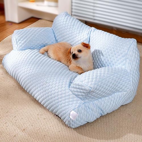 Kühlendes Haustierbett aus Eisseide, atmungsaktives, waschbares Hundesofabett, atmungsaktives, waschbares Haustierbett, kühlendes Hundebett for kleine, mittelgroße und große Hunde und Katzen(Blauw,M) Kühlendes Haustierbett aus Eisseide, atmungsaktives, waschbares Hundesofabett, atmungsaktives, waschbares Haustierbett, kühlendes Hundebett for kleine, mittelgroße und große Hunde und Katzen(Blauw,M) von NTDMSFWM