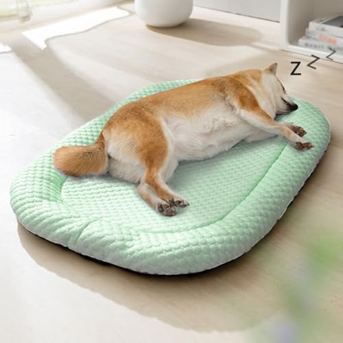 Kühlmatte for Hunde, Kühlkissen aus Eisseide for Haustiere, waschbar, rutschfeste Hundematratze, atmungsaktive Kühldecke for Haustiere for Kisten, Zwinger, Sofa, Boden, Auto, Outdoor(Green,XL) von NTDMSFWM