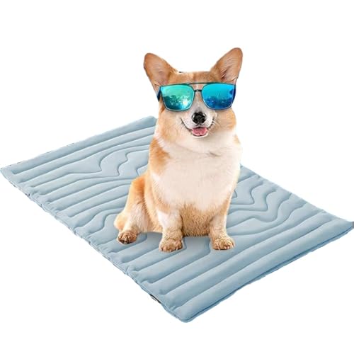 NTDMSFWM Kühlmatte for Hunde, waschbares Haustier-Kühlkissen for Hunde und Katzen – tragbare, atmungsaktive Sommerschlafmatte, kühle Haustierbettdecke for drinnen und draußen(Blauw,48x28in) von NTDMSFWM