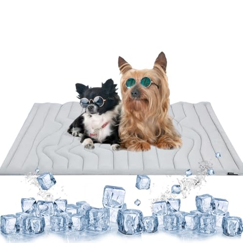 NTDMSFWM Kühlmatte for Hunde – Selbstkühlendes Pad for Hunde und Katzen, doppelseitige Eisseide, waschbare Sommer-Kühlmatte for Haustiere for Kiste, Bett, Sofa, Reisegebrauch(Gray,36x23in) von NTDMSFWM