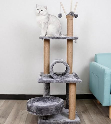 Kratzbaum Stabiler Katzenbaum Katzenkratzbaum Katzenmöbel, Kletterbaum für Katzen Höhe 120 cm, grau Kratzbaum Stabiler Katzenbaum Katzenkratzbaum Katzenmöbel, Kletterbaum für Katzen Höhe 120 cm, grau von NTM Enterprise