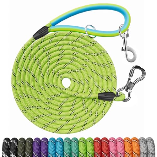 NTR Trainingsleine für Hunde, Nylon-Seil, Hundeleine mit 2 drehbaren Haken und bequemem, gepolstertem Griff, Katzen-Welpen-Leine für kleine, mittelgroße und große Hunde, Camping oder Hinterhof, 3.1 m NTR Trainingsleine für Hunde, Nylon-Seil, Hundeleine mit 2 drehbaren Haken und bequemem, gepolstertem Griff, Katzen-Welpen-Leine für kleine, mittelgroße und große Hunde, Camping oder Hinterhof, 3.1 m von NTR