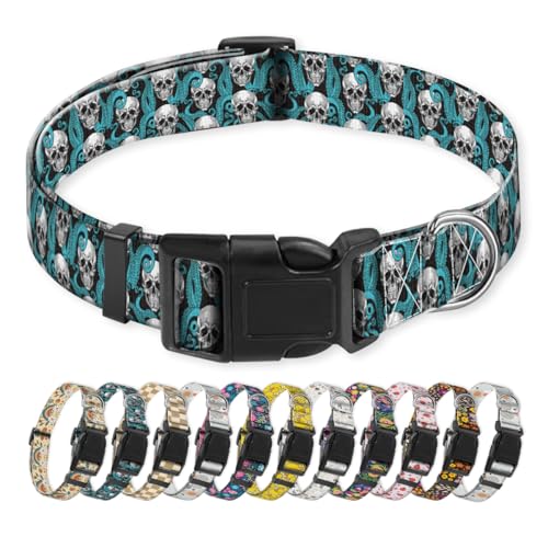NUGGHU Hundehalsband, niedliches Welpenhalsband, lustiges Haustierhalsband, verstellbar, weich, für große Hunde, niedliche Totenköpfe NUGGHU Hundehalsband, niedliches Welpenhalsband, lustiges Haustierhalsband, verstellbar, weich, für große Hunde, niedliche Totenköpfe von NUGGHU