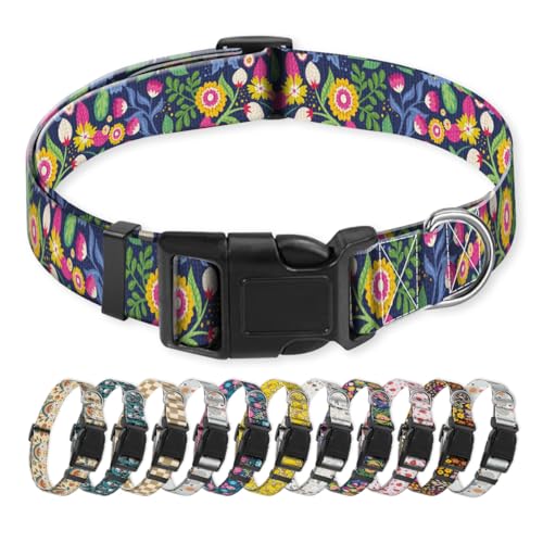 NUGGHU Hundehalsband, niedliches Welpenhalsband, lustiges Haustierhalsband, verstellbar, weich, für mittelgroße Hunde, Blau, niedliche Blumen NUGGHU Hundehalsband, niedliches Welpenhalsband, lustiges Haustierhalsband, verstellbar, weich, für mittelgroße Hunde, Blau, niedliche Blumen von NUGGHU