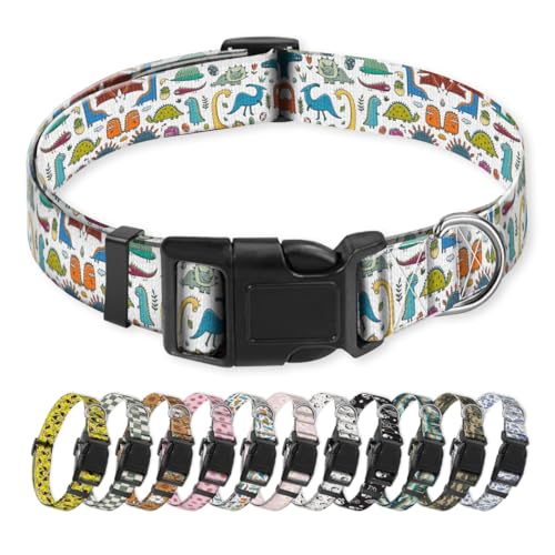NUGGHU Hundehalsband, niedliches Welpenhalsband, lustiges Haustierhalsband, verstellbar, weich, für mittelgroße Hunde, niedliche bunte Dinosaurier NUGGHU Hundehalsband, niedliches Welpenhalsband, lustiges Haustierhalsband, verstellbar, weich, für mittelgroße Hunde, niedliche bunte Dinosaurier von NUGGHU