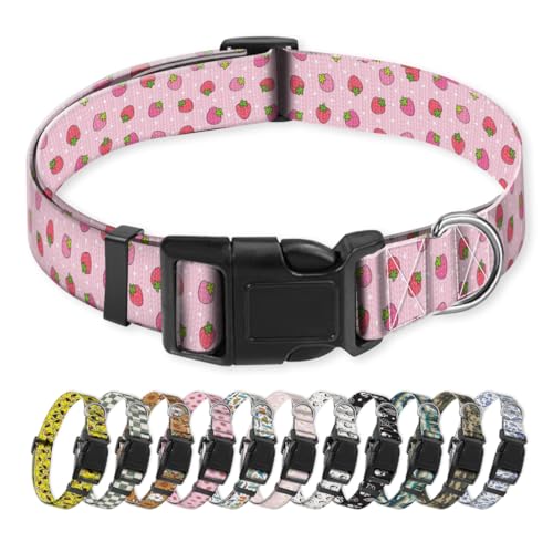 NUGGHU Hundehalsband, niedliches Welpenhalsband, lustiges Haustierhalsband, verstellbar, weich, für mittelgroße Hunde, niedliche rosa Erdbeeren NUGGHU Hundehalsband, niedliches Welpenhalsband, lustiges Haustierhalsband, verstellbar, weich, für mittelgroße Hunde, niedliche rosa Erdbeeren von NUGGHU