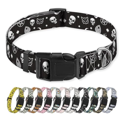 NUGGHU Hundehalsband, niedliches Welpenhalsband, lustiges Haustierhalsband, verstellbare weiche Hundehalsbänder für mittelgroße Hunde, niedliche Totenkopf-Sterne NUGGHU Hundehalsband, niedliches Welpenhalsband, lustiges Haustierhalsband, verstellbare weiche Hundehalsbänder für mittelgroße Hunde, niedliche Totenkopf-Sterne von NUGGHU