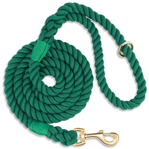 NUGUTIC Hundeleine, handgefertigt, geflochtenes Baumwollseil, für kleine, mittelgroße und große Hunde, goldfarbener robuster Metallverschluss, Dunkelgrün NUGUTIC Hundeleine, handgefertigt, geflochtenes Baumwollseil, für kleine, mittelgroße und große Hunde, goldfarbener robuster Metallverschluss, Dunkelgrün von NUGUTIC