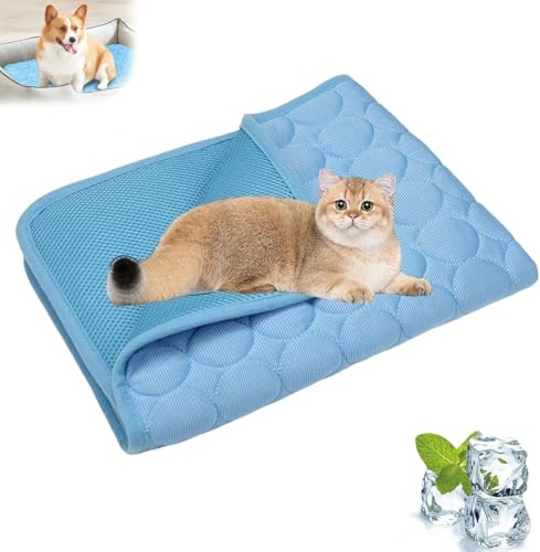 NUKYEJH Kittra -Kühlmatte für Katzen, kühles und gesundes Kühlbett für Katzen, 3 -Schicht -System Instant Cool Non Slip Kittra Pad, Sommer Cool Matte (Blue,Large) von NUKYEJH