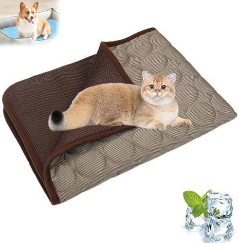 NUKYEJH Kittra -Kühlmatte für Katzen, kühles und gesundes Kühlbett für Katzen, 3 -Schicht -System Instant Cool Non Slip Kittra Pad, Sommer Cool Matte (Brown,X-Large) von NUKYEJH