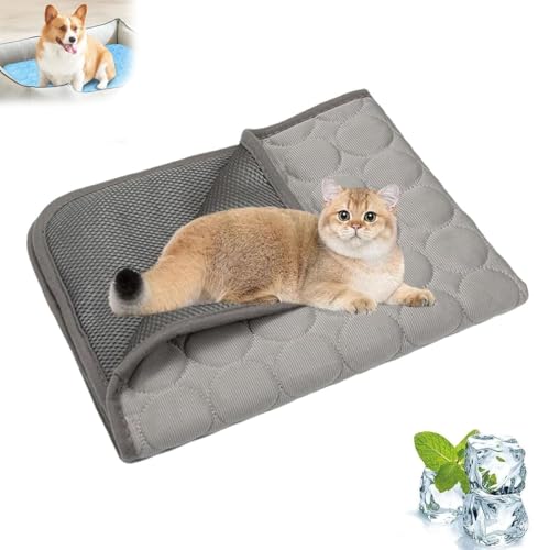 NUKYEJH Kittra -Kühlmatte für Katzen, kühles und gesundes Kühlbett für Katzen, 3 -Schicht -System Instant Cool Non Slip Kittra Pad, Sommer Cool Matte (Gray,X-Large) von NUKYEJH