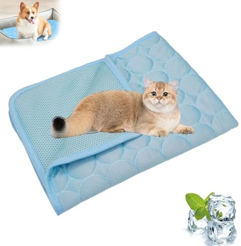 NUKYEJH Kittra -Kühlmatte für Katzen, kühles und gesundes Kühlbett für Katzen, 3 -Schicht -System Instant Cool Non Slip Kittra Pad, Sommer Cool Matte (Light Blue,X-Small) von NUKYEJH