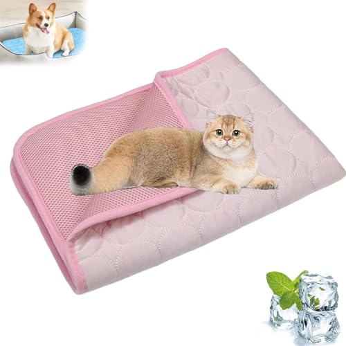 NUKYEJH Kittra -Kühlmatte für Katzen, kühles und gesundes Kühlbett für Katzen, 3 -Schicht -System Instant Cool Non Slip Kittra Pad, Sommer Cool Matte (Pink,X-Small) von NUKYEJH