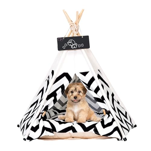 Haustier-Tipi-Zelte, 60 x 60 x 70 cm, Hunde- und Katzenbett, Haustier-Spielhaus, Hundezelte mit dickem Kissen und Tafel, abnehmbar und waschbar, Hunde-Tipi-Bett, Hunde, Katzen, Nest, Spielhaus, Haustier-Tipi-Zelte, 60 x 60 x 70 cm, Hunde- und Katzenbett, Haustier-Spielhaus, Hundezelte mit dickem Kissen und Tafel, abnehmbar und waschbar, Hunde-Tipi-Bett, Hunde, Katzen, Nest, Spielhaus, von NUKied