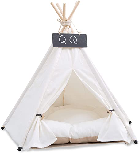 Pet Tipi Hunde- und Katzenbett mit Kissen, 60 x 60 x 70 cm, Luxery-Hundezelte und Spielhäuser mit abnehmbarem, waschbarem Kissen und Tafel, einfache Montage von NUKied