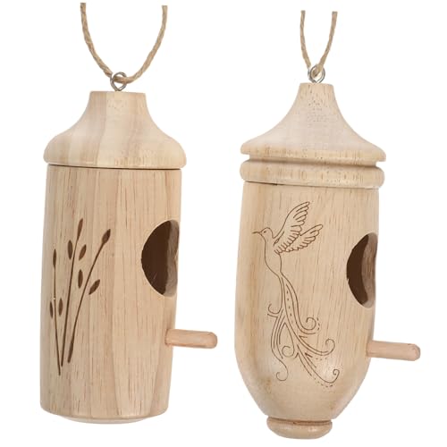NULYLU Small Bird Supply 2 Stück Kolibri-Futterspender für den Außenbereich Vogelnest- aus Holz Aufhängemöglichkeit NULYLU Small Bird Supply 2 Stück Kolibri-Futterspender für den Außenbereich Vogelnest- aus Holz Aufhängemöglichkeit von NULYLU