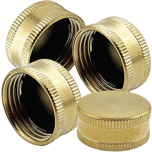 NULYLU 4 Stück Messingabdeckung, Gartenschlauch Adapter Weiblich Auf Weiblich, Gartenschlauchanschluss, Gartenschlauch Endkappen, Metall, Messing Endkappen, Weiblicher Schlauchanschluss, von NULYLU