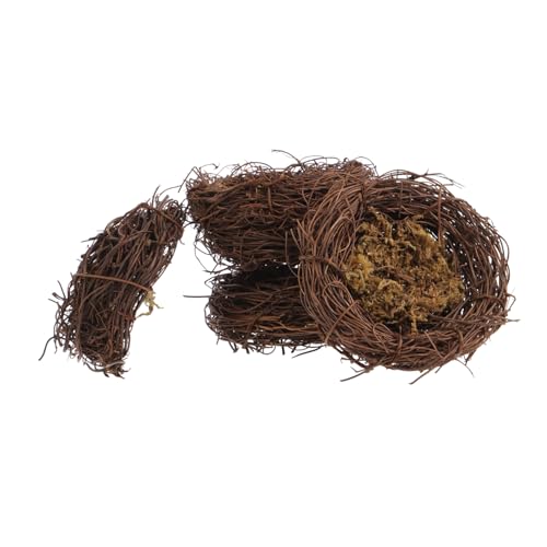 NULYLU 4stücke Künstliches Vogelnest Deko Pack Handgefertigte Rattan-Nester Für Garten Und Fotografie Natürliche Rustikale Ornamente Für Vögel Und Haustiere Leicht Und Vielseitig von NULYLU
