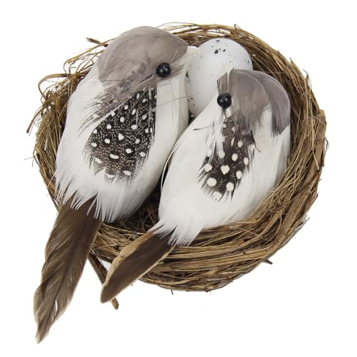 NULYLU Simulierte Vogelnest Dekoration, Künstliche Vogelnester, Vogelornament, Vogelnest Mit Vogeldekor, Künstliche Vögel, Holzvogelnester, Vogelnester Für Baum, Vogelnest Und Vogel, von NULYLU