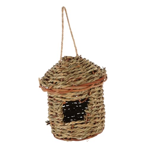 NULYLU Vogelhaus-Ornament handgefertigt aus Gras gewebt Nest für Vögel Papageiennest natürliches Vogelhaus für den Garten NULYLU Vogelhaus-Ornament handgefertigt aus Gras gewebt Nest für Vögel Papageiennest natürliches Vogelhaus für den Garten von NULYLU