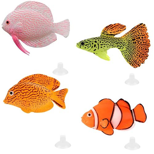 Numama Künstliche Fische für Aquarien, Dekoration für Aquarien, bunt, Dekoration, Landschafts-Ornamente, schwimmend, 4-teiliges Set von NUMAMA