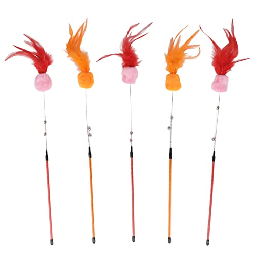NUMNBE 5pcs Funny Cat Stick Ergonomisch - Interaktives Katzenfederspielzeug mit Glockenperlen für Katzenübung und -Spiel NUMNBE 5pcs Funny Cat Stick Ergonomisch - Interaktives Katzenfederspielzeug mit Glockenperlen für Katzenübung und -Spiel von NUMNBE