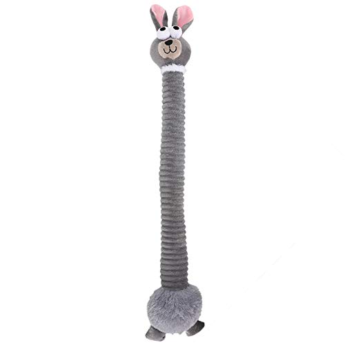 NUMNBE Haustierplüsch Langstreifen Tiere Form MOL Bitchen Reinigung Spielzeug für Hunde Interaktives Spiel Grauer Kaninchenhundzahn Sound Brauner Fuchs Entenvogel (Grey Cute Rabbit) von NUMNBE