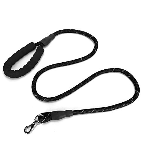 Nylonhundtraktionsseil reflektiert für Außenspaziergänge mit Schaumgriffpflegeschutz Schwarzrot (Black Regular Style) von NUMNBE
