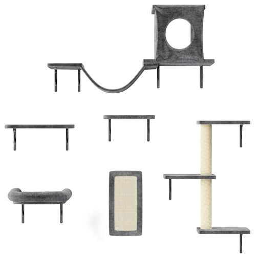 NUNU LAB Katzen-Wandregale, 6-teiliges luxuriöses Katzenkletter-Set, Katzenmöbel für den Innenbereich, mit 1 Katzenhaushaus, 2 Katzen-Wandregalen, 1 Katzenkratzbaum, 1 Katzenbrücken-Leiter (schwarz) NUNU LAB Katzen-Wandregale, 6-teiliges luxuriöses Katzenkletter-Set, Katzenmöbel für den Innenbereich, mit 1 Katzenhaushaus, 2 Katzen-Wandregalen, 1 Katzenkratzbaum, 1 Katzenbrücken-Leiter (schwarz) von NUNU LAB