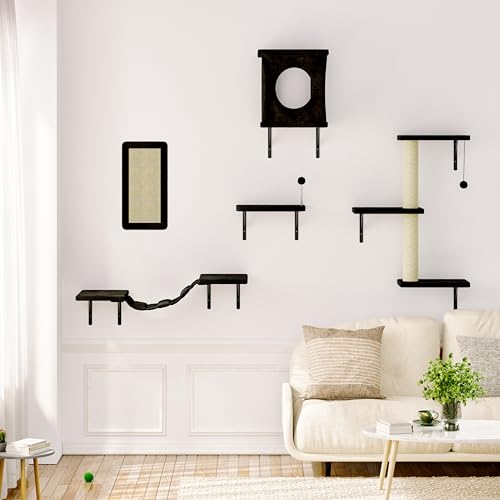 NUNU LAB Katzenmöbel zur Wandmontage, 5 Stück, Katzenwandregale mit Haus, Brücke, Stufen, Kratzbaum, Regale, sichere und stabile Möbel für Kätzchen spielen, Schwarz NUNU LAB Katzenmöbel zur Wandmontage, 5 Stück, Katzenwandregale mit Haus, Brücke, Stufen, Kratzbaum, Regale, sichere und stabile Möbel für Kätzchen spielen, Schwarz von NUNU LAB