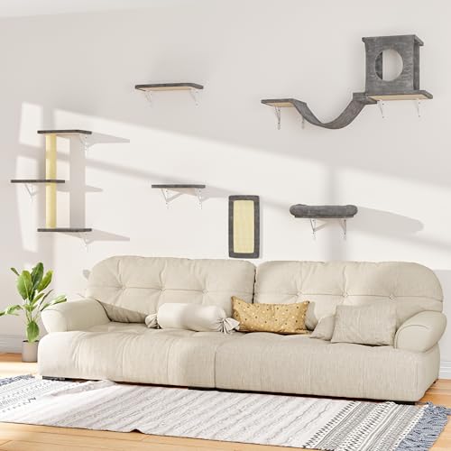 NUNU LAB Katzenmöbel zur Wandmontage, 6 Stück, Katzen-Wandregale mit Wohnhaus, Brücke, Stufen, Kratzer, Hängematte, sichere und stabile Möbel für Kätzchen, zum Spielen, Grau NUNU LAB Katzenmöbel zur Wandmontage, 6 Stück, Katzen-Wandregale mit Wohnhaus, Brücke, Stufen, Kratzer, Hängematte, sichere und stabile Möbel für Kätzchen, zum Spielen, Grau von NUNU LAB
