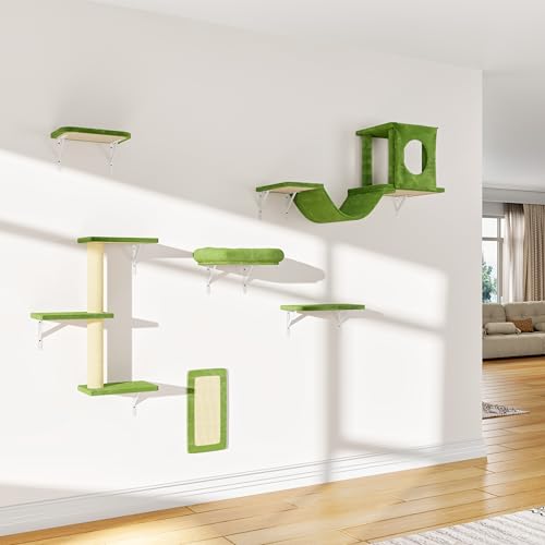 NUNU LAB Katzenmöbel zur Wandmontage, 6 Stück, Katzen-Wandregale mit Wohnhaus, Brücke, Stufen, Kratzer, Hängematte, sichere und stabile Möbel für Kätzchen, zum Spielen, Grün NUNU LAB Katzenmöbel zur Wandmontage, 6 Stück, Katzen-Wandregale mit Wohnhaus, Brücke, Stufen, Kratzer, Hängematte, sichere und stabile Möbel für Kätzchen, zum Spielen, Grün von NUNU LAB