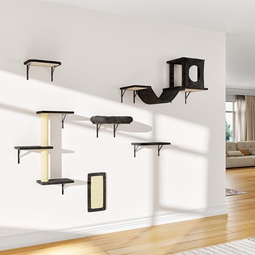 NUNU LAB Katzenmöbel zur Wandmontage, 6 Stück, Katzen-Wandregale mit Wohnhaus, Brücke, Stufen, Kratzer, Hängematte, sichere und stabile Möbel für Kätzchen, zum Spielen, Schwarz NUNU LAB Katzenmöbel zur Wandmontage, 6 Stück, Katzen-Wandregale mit Wohnhaus, Brücke, Stufen, Kratzer, Hängematte, sichere und stabile Möbel für Kätzchen, zum Spielen, Schwarz von NUNU LAB