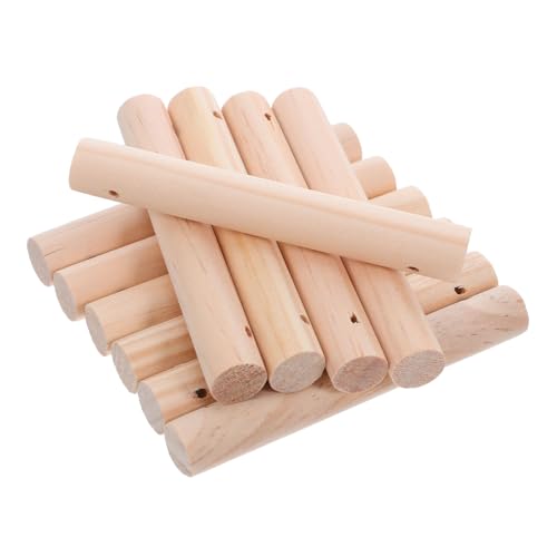 NUOBESTY 26 Stück Rohstoffe für Vogelkäfigstäbe Vogelkäfig aus Holz Holzbearbeitungsprojektstangen Holzstangen für Handwerksprojekte Holzstangen für Seilleiterstufen runde Bastelstäbe Beige von NUOBESTY