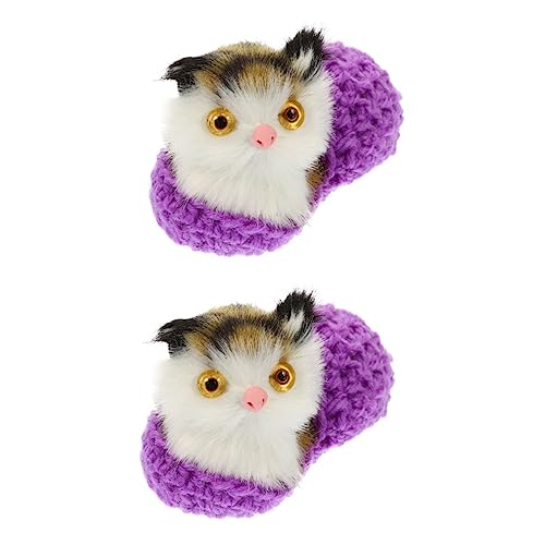 NUOBESTY 2st Katzenschmuck Spielzeug Zur Tiererziehung Katzenunterricht Falsche Katze Schlafendes Katzenspielzeug Realistische Lebensechte Katze Plüschtier Garn Kind Korb Violett Miniatur von NUOBESTY