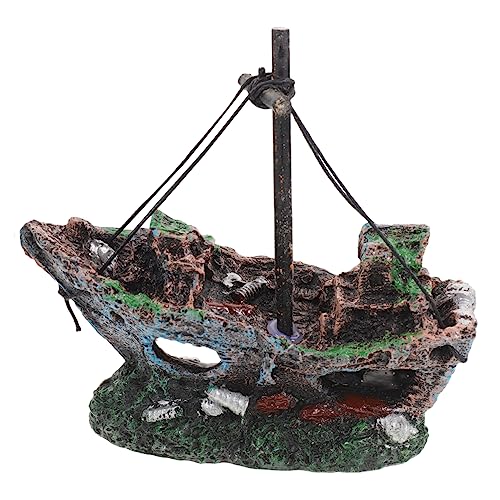 NUOBESTY Schiff Dekoration Resin für Aquarien Realistische Unterwasser Schiffsornament für Fischbecken Perfektes Zubehör zur Aufwertung der Unterwasserlandschaft von NUOBESTY