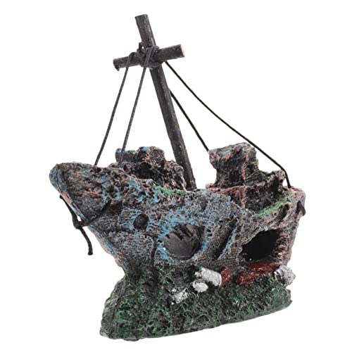NUOBESTY Schiffswrack Aquarium Dekoration Realistischer Unterwasser Schmuck Für Fisch-Tank Lifelike Fisch Tank Ornament Hohlbaum Harz Design Zubehör Für Aquarien von NUOBESTY
