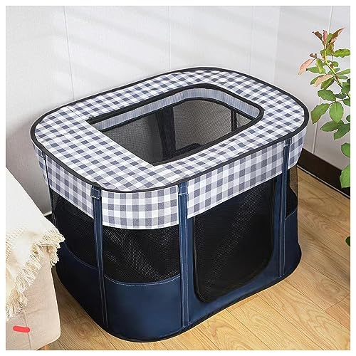 Faltbarer Laufstall für Haustiere, tragbar, für Welpen, Hunde, Kätzchen, Katzen, Indoor/Outdoor, Pop-Up-Zelt (M, blaues Gitter) von NUODWELL