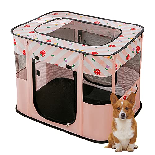 Faltbarer Laufstall für Haustiere, tragbar, für Welpen, Hunde, Kätzchen, Katzen, Indoor/Outdoor, Pop-Up-Zelt, Größe XL, Rosa Faltbarer Laufstall für Haustiere, tragbar, für Welpen, Hunde, Kätzchen, Katzen, Indoor/Outdoor, Pop-Up-Zelt, Größe XL, Rosa von NUODWELL