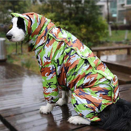 Für große große Hund Tarnung Regenmantel Haustier wasserdichte Kleidung für Hundejacken Appreal für Labrador Deutscher Schäferhund Samojede-Grün_Größe 12 von NUOYIYI