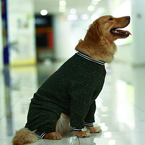 Haustier Hund Kleidung Winter Big Large Dog Outfit Overall Pyjama Corgi Golden Retriever Husky Labrador Hund Overalls Haustier Kostüm Mantel-Armeegrün_30 von NUOYIYI